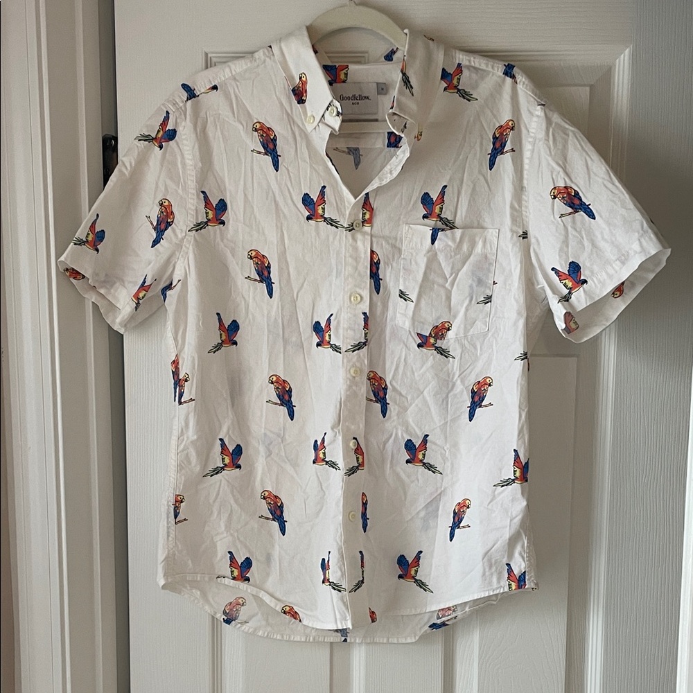 Goodfellow & Co White Shirt with Parrot Print